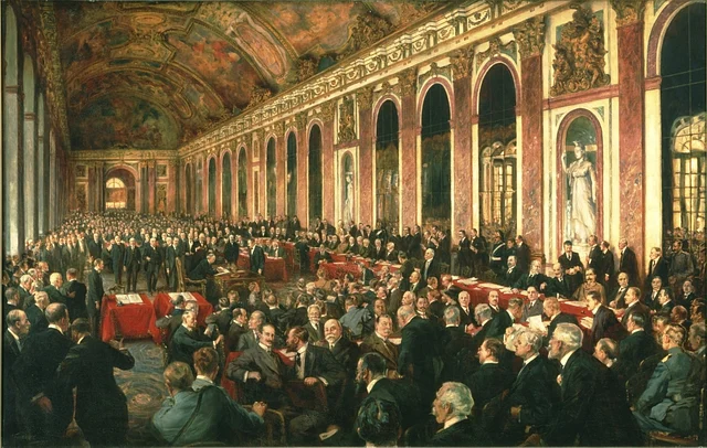Undertecknandet av Versaillesfreden i Spegelsalen 1919
