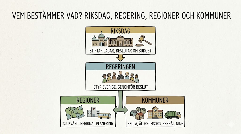Vem bestämmer vad? Riksdag, regering, regioner och kommuner