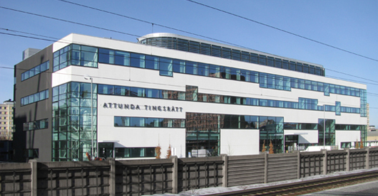 Attunda tingsrätt i Sollentuna, en modern svensk domstolsbyggnad.