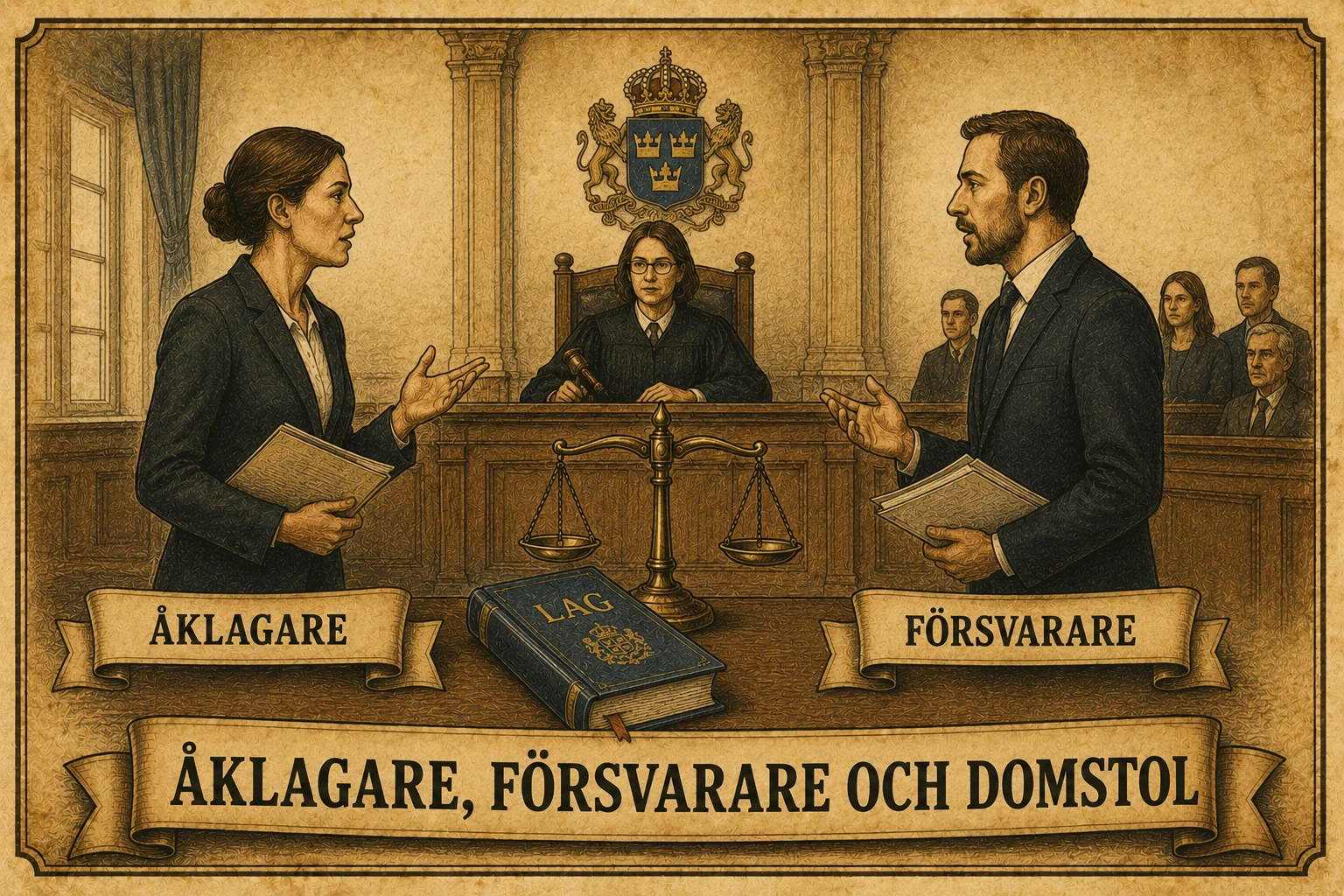 Åklagare, försvarare och domstol