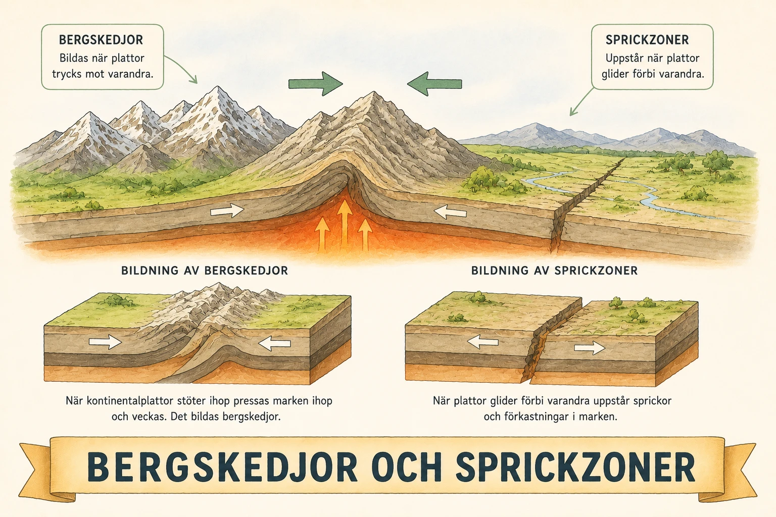 Bergskedjor och sprickzoner
