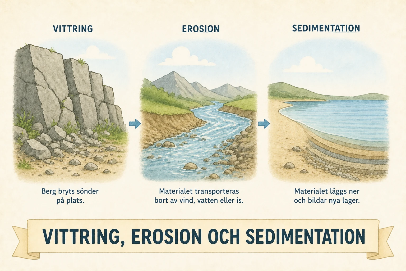 Vittring, erosion och sedimentation