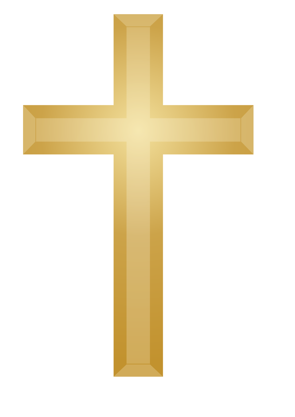 Ett gyllene kristet kors som symbol för Jesus, försoning och hopp.