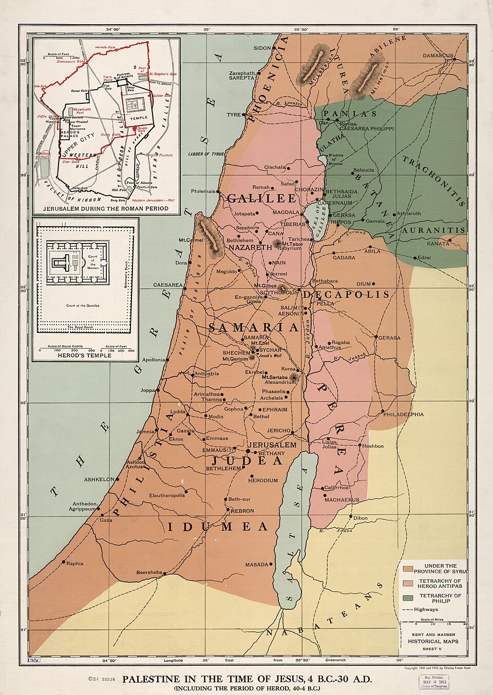 Karta över Palestina på Jesu tid
